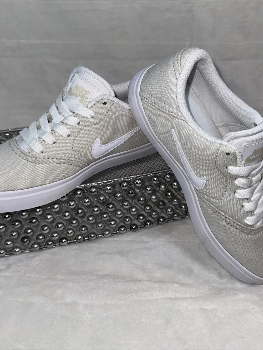 Nike SB Check CNVS GS Light Bone White Canvas Sneakers Youth 4Y NEW